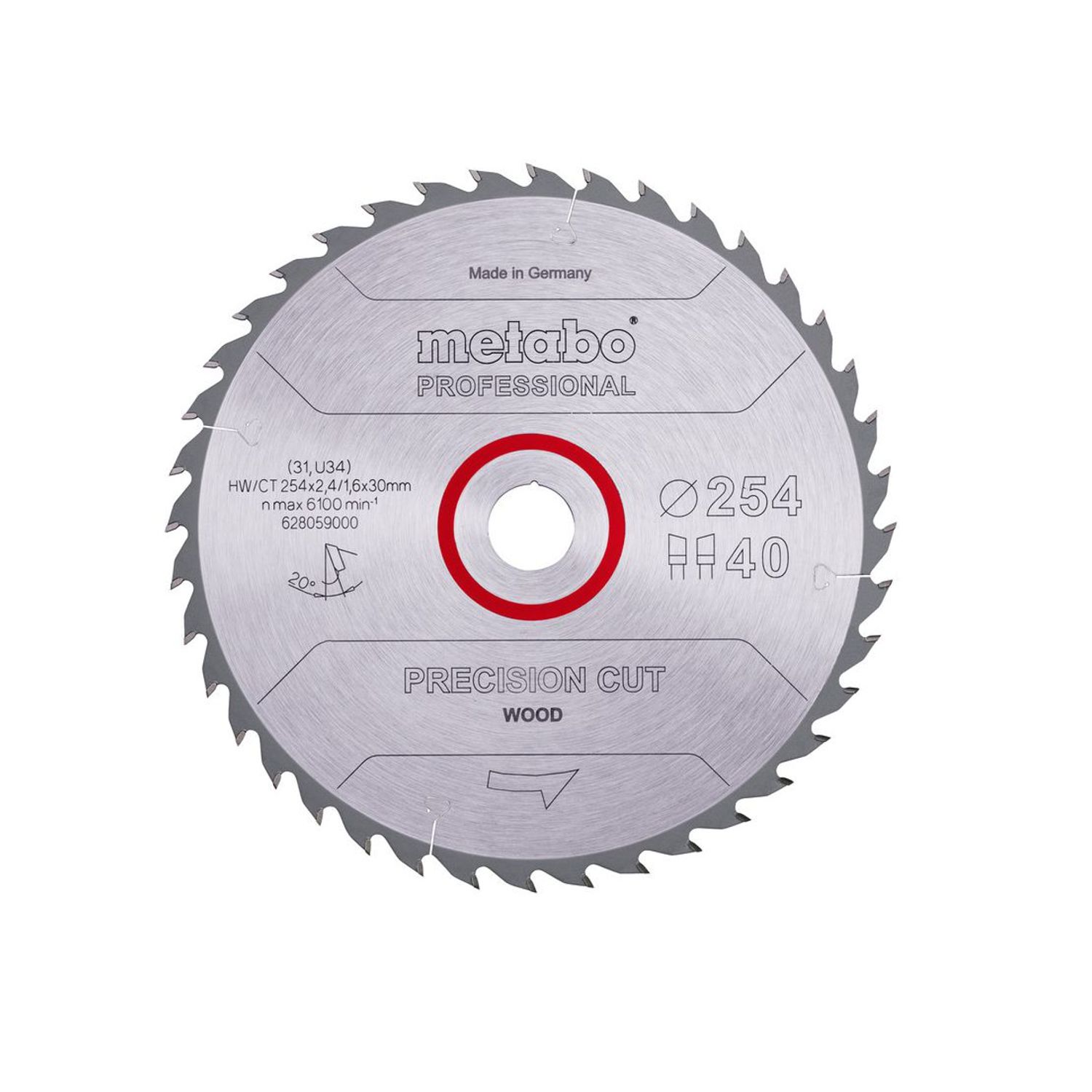 Pilový kotouč Metabo "precision cut wood - professional", 254x30, Z40 WZ 20°