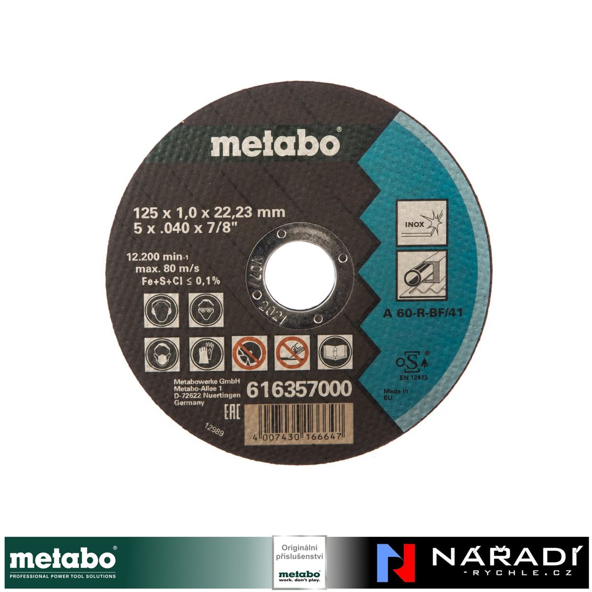 Řezný kotouč Metabo 125×1,0×22,23