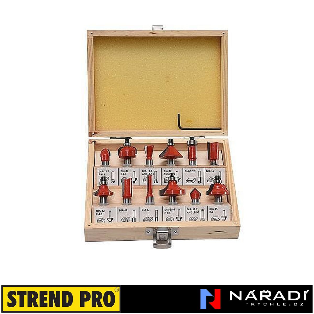 Sada fréz 8 mm Strend Pro, 12-dílná
