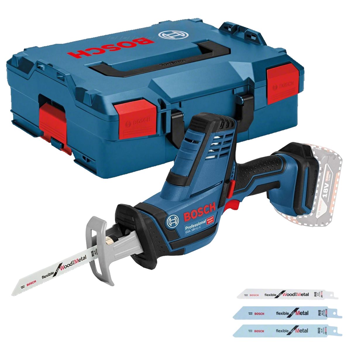 Aku šavlová pila Bosch PRO GSA 18 V-LI C, 18V, L-BOXX