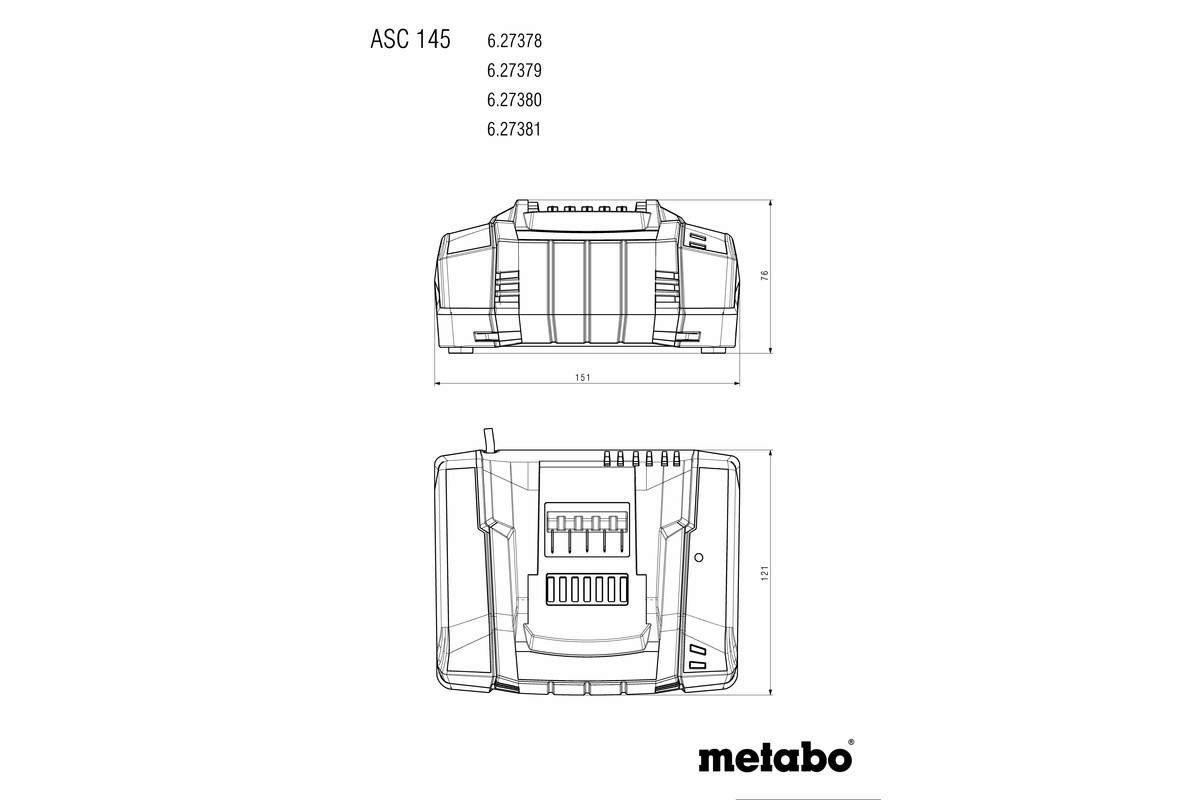 Rychlonabíječka Metabo ASC 145, „AIR COOLED“, EU