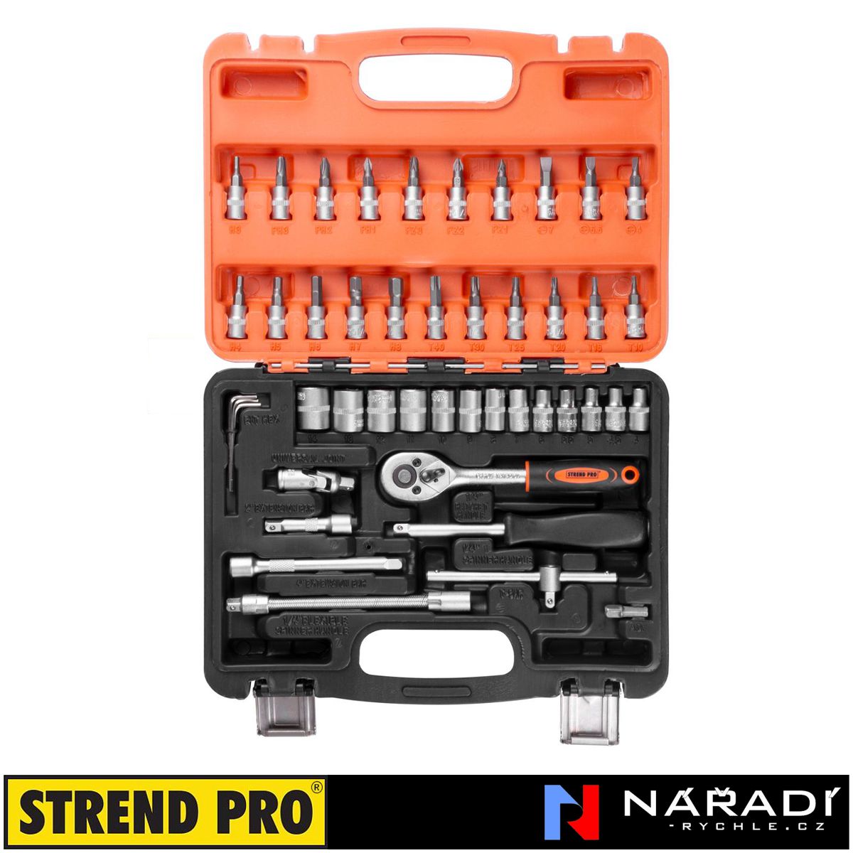 Gola sada nástrčných klíčů Strend Pro S246, 46-dílná