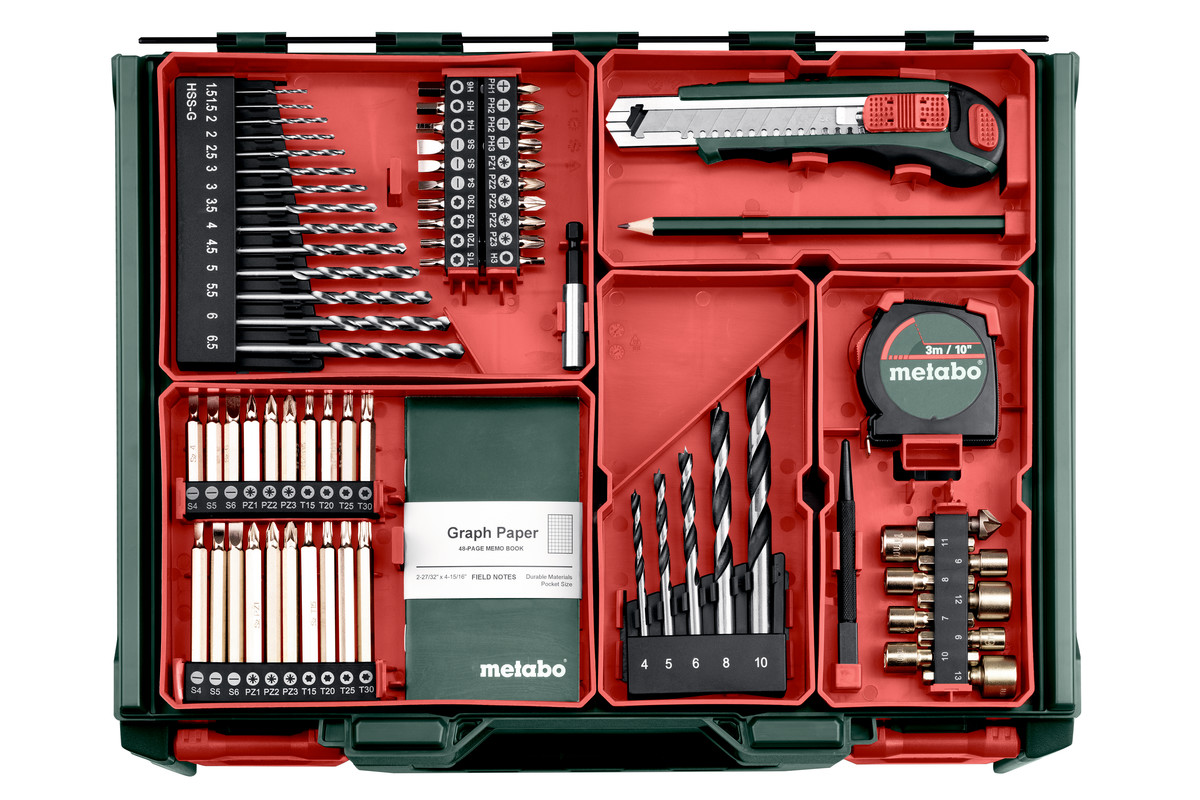 Aku vrtací šroubovák Metabo BS 18 Quick SET, 2×2Ah - Mobilní dílna