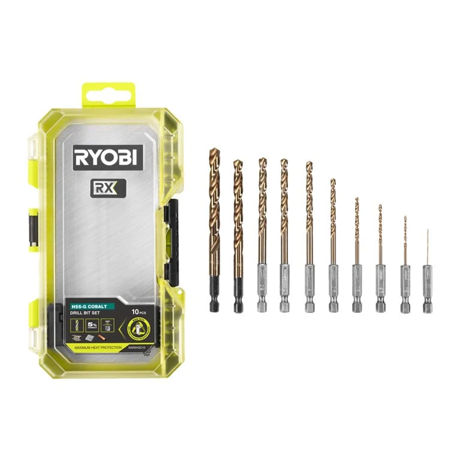 RX sada kobaltových vrtáků do kovu RYOBI RARXHGC10, 10 ks