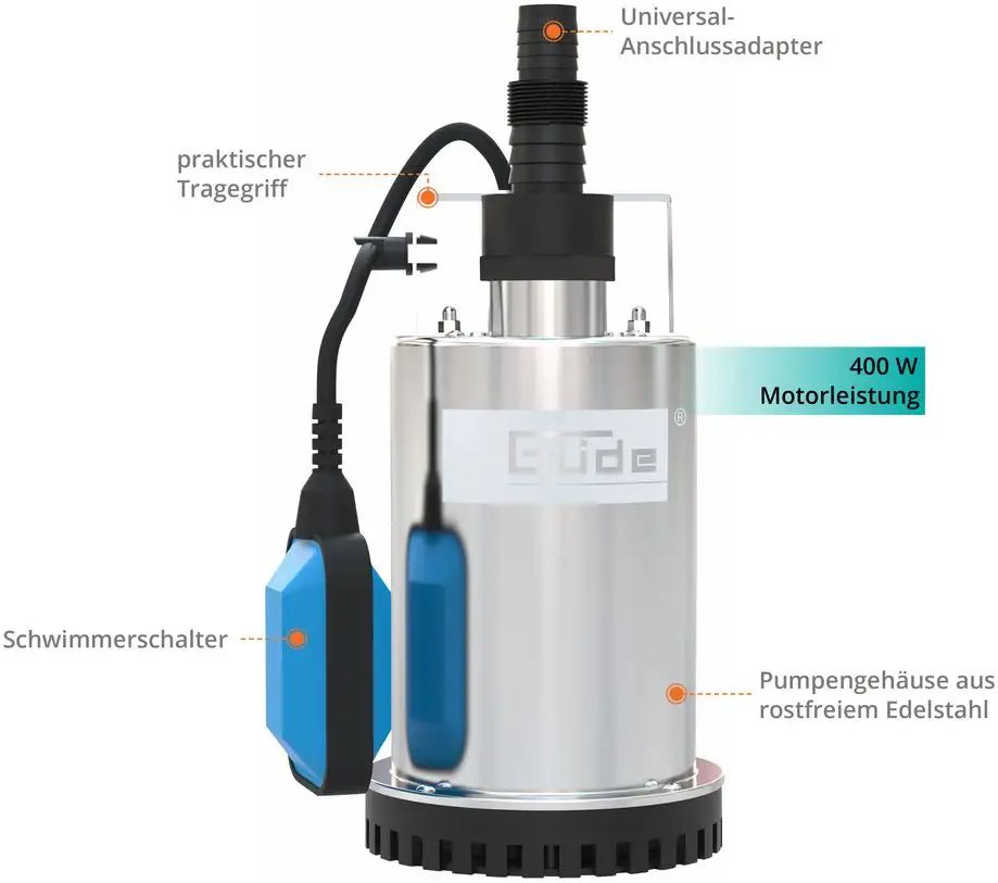 Ponorné čerpadlo s mělkým odsáváním Güde GFS 4000 Inox