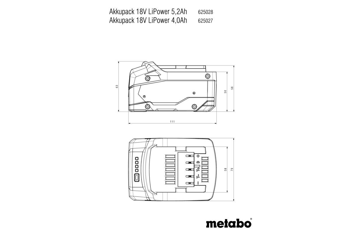 Akumulátor 5,2 Ah Li-POWER Metabo, 18V