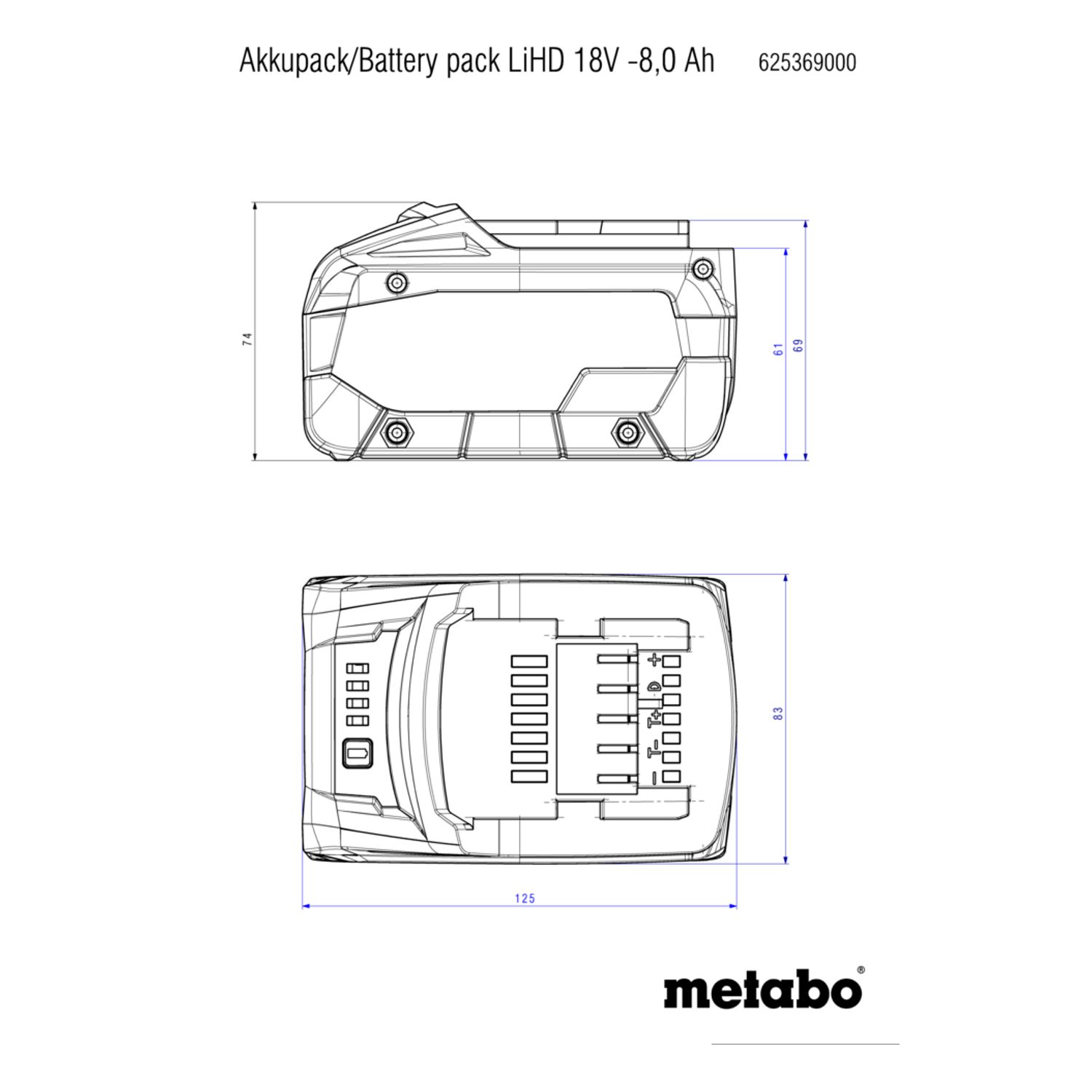Akumulátor 8,0 Ah LiHD Metabo, 18V
