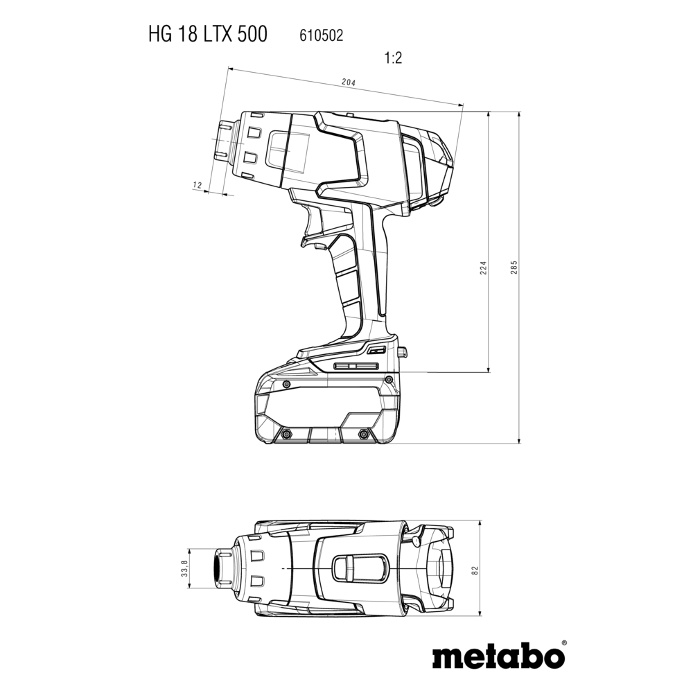 Aku horkovzdušná pistole Metabo HG 18 LTX 500, 18V, metaBOX