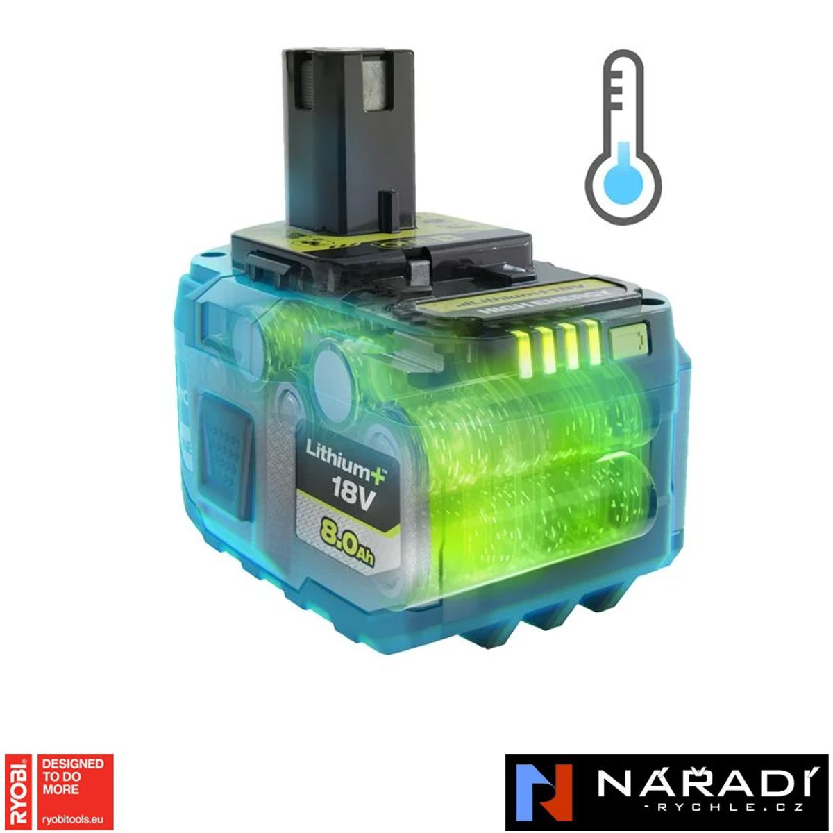 Akumulátor 8,0 Ah RYOBI RB1880T, 18V, High Energy