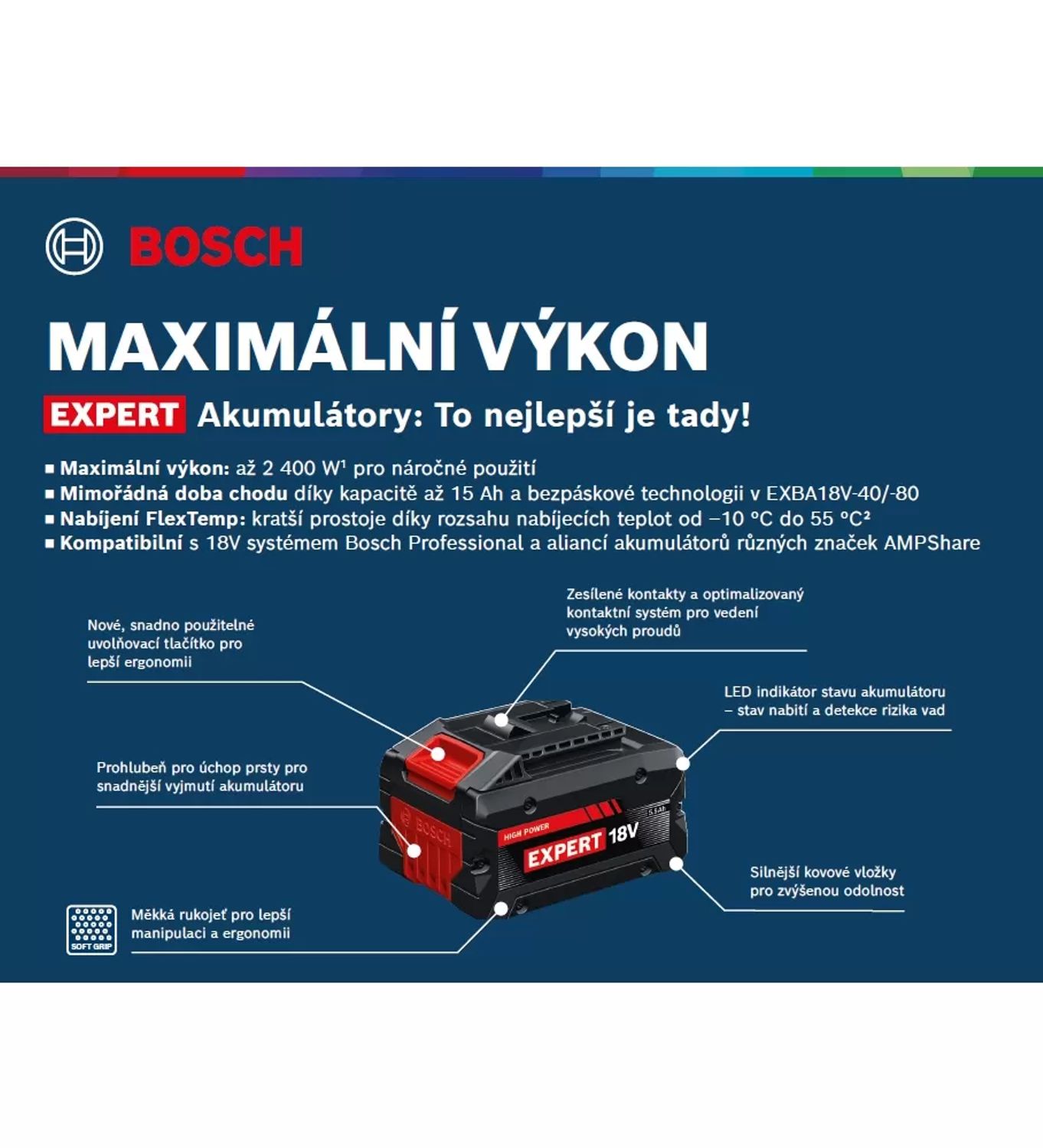Akumulátor 15,0 Ah BOSCH EXPERT EXBA18V-150, 18V