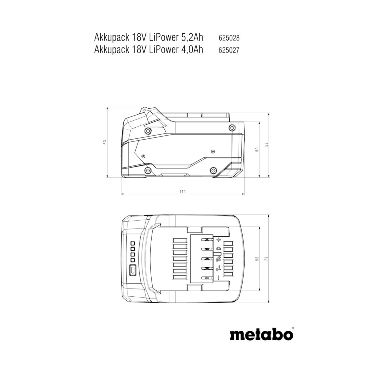 Akumulátor 5,2 Ah LiPOWER Metabo, 18V