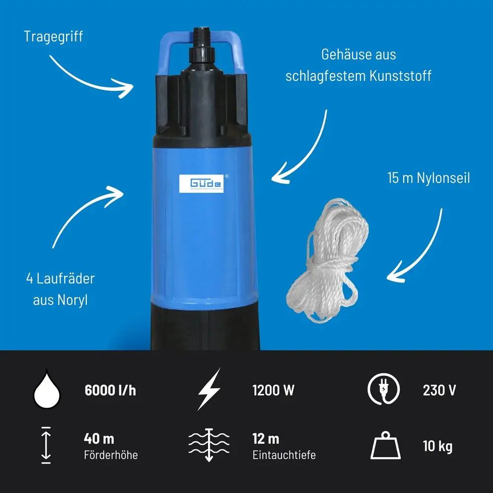 Ponorné tlakové čerpadlo Güde GDT 1200