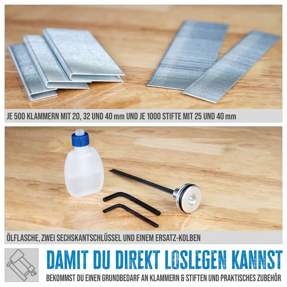 Sponkovačka/hřebíkovač Güde KOMBI, sada