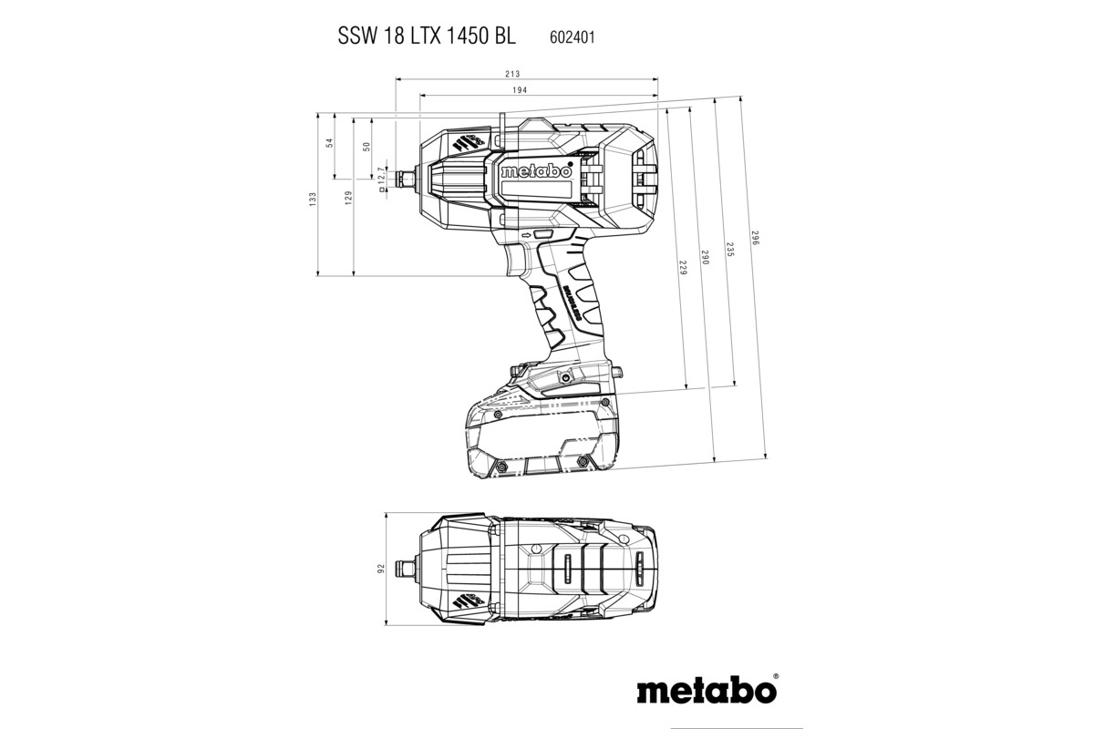 Aku rázový utahovák Metabo SSW 18 LTX 1450 BL, 18V, metaBOX