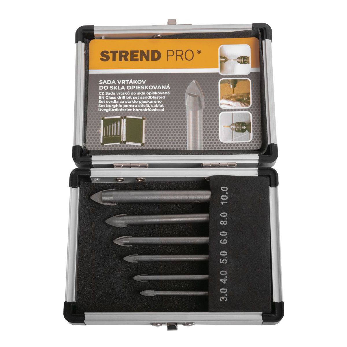 Sada vrtáků do skla Strend Pro, 6-dílná