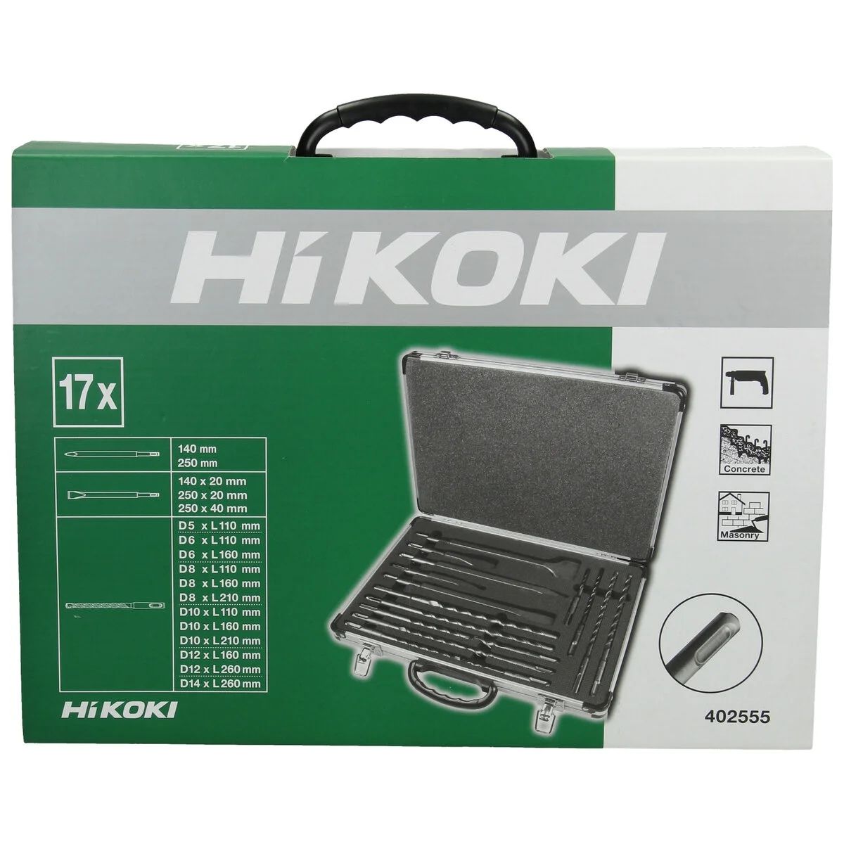 Sada vrtáků a sekáčů HiKOKI, SDS-plus, 17dílná