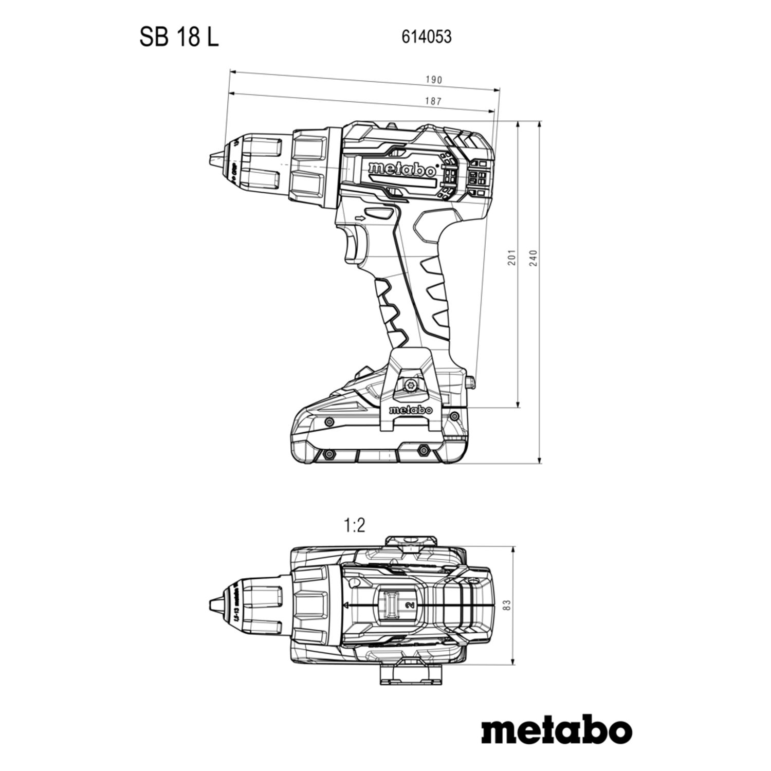 Aku příklepová vrtačka Metabo SB 18 L, 2×2,Ah, 18V, metaBOX
