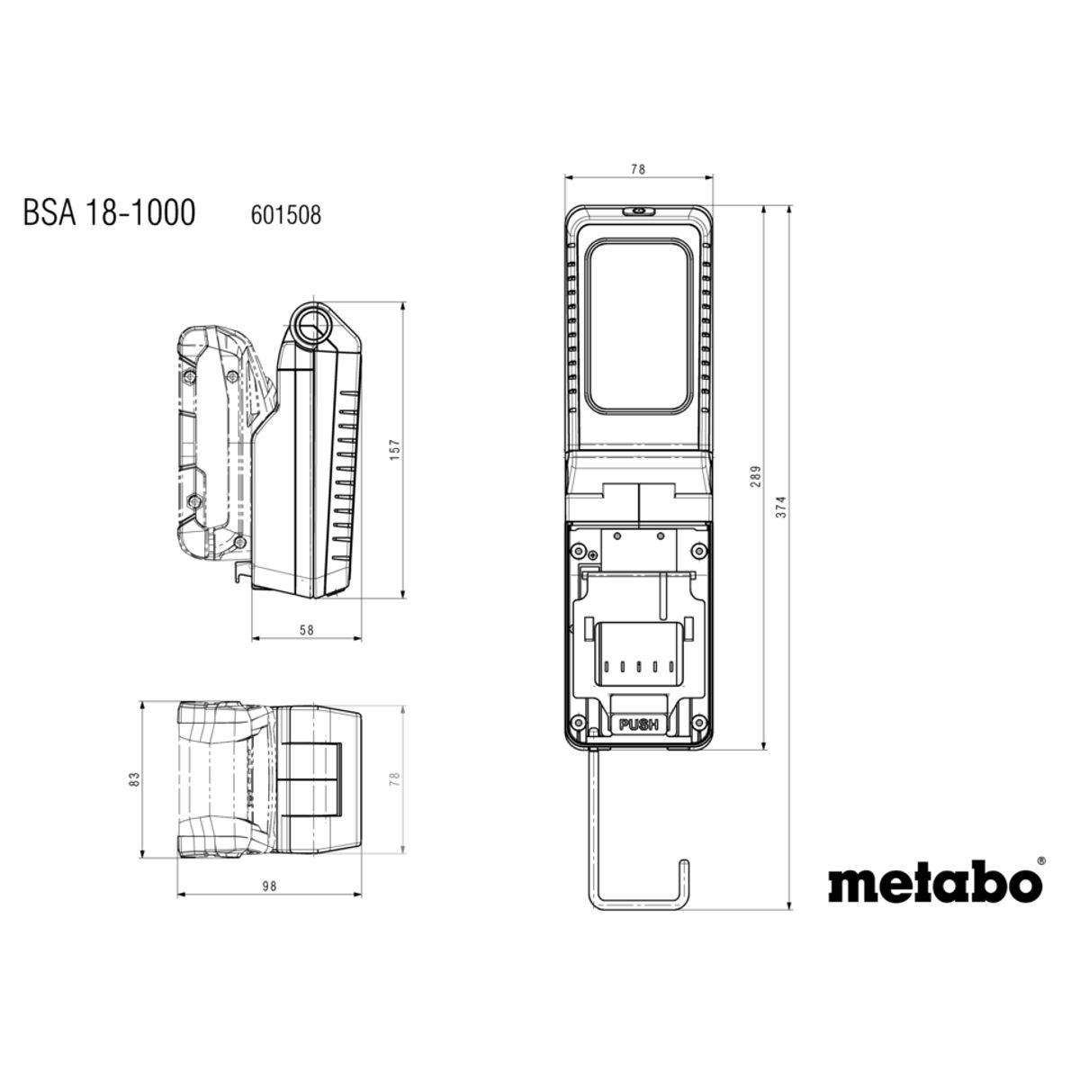 Aku stavební světlo Metabo BSA BSA 18-1000, 18V