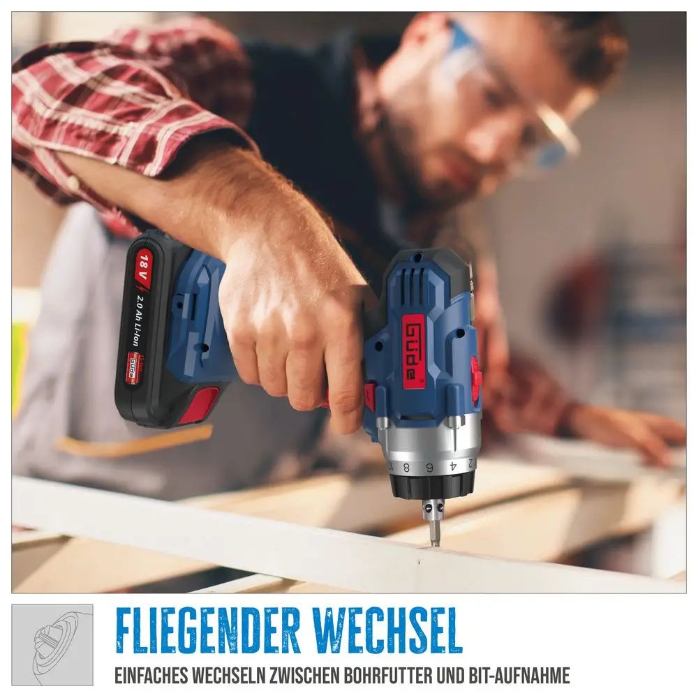 Aku vrtací šroubovák Güde BS 18-201-30K II