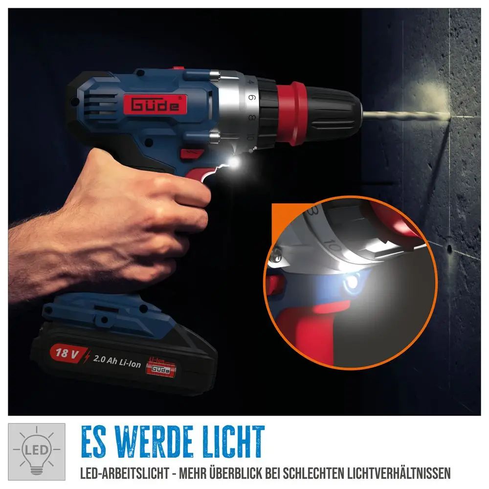 Aku vrtací šroubovák Güde BS 18-201-30K II