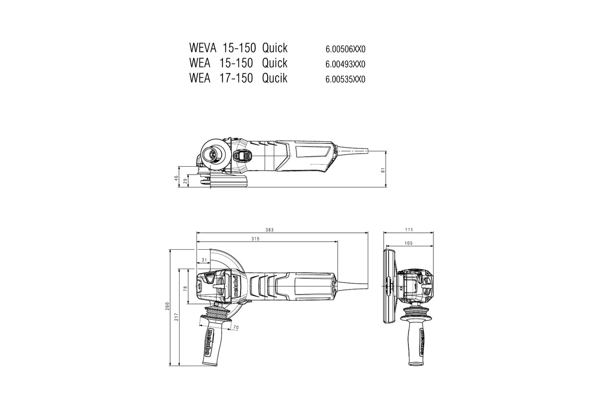 Úhlová bruska Metabo WEA 17-150 QUICK