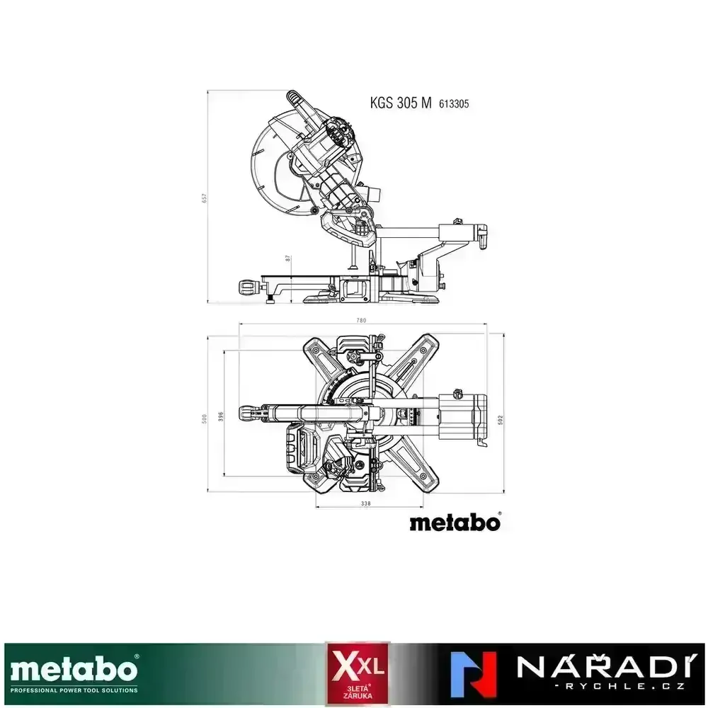 Pokosová pila Metabo KGS 305 M SET