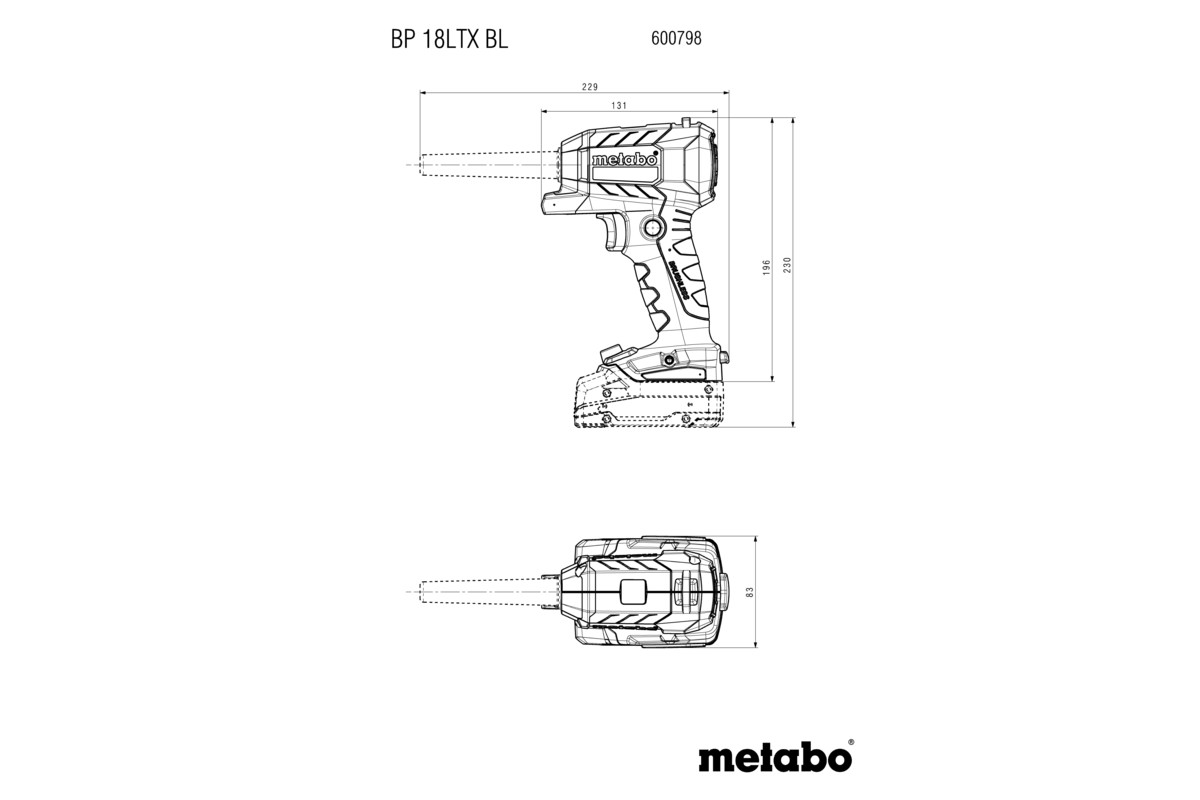 Aku ofukovací pistole Metabo BP 18 LTX BL, 18V