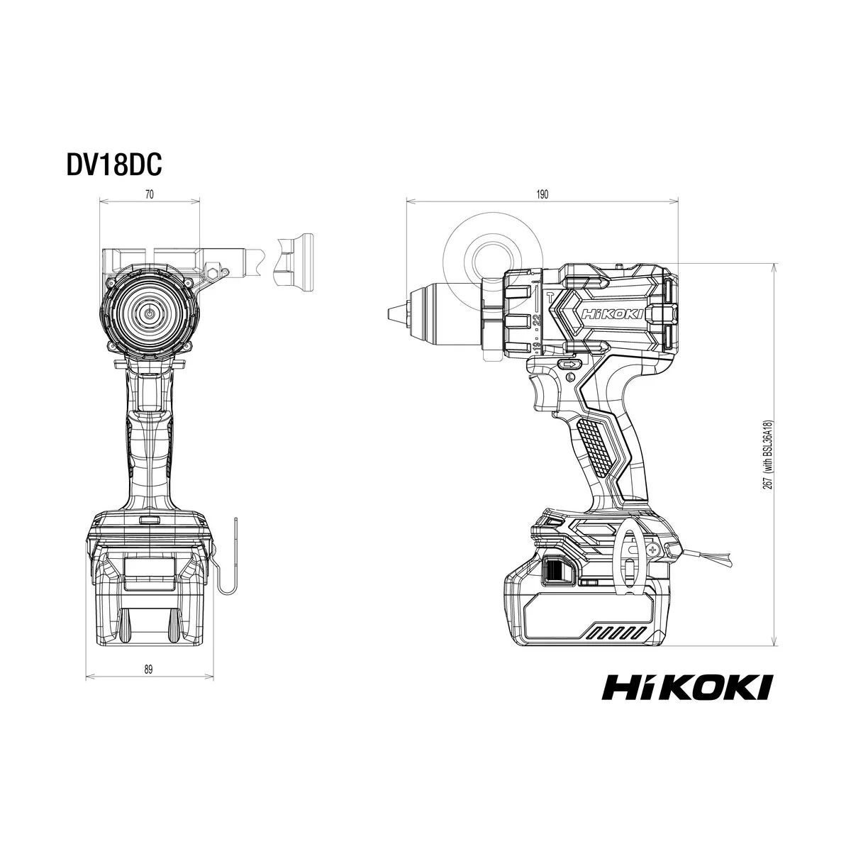 Aku příklepová vrtačka HiKOKI DV18DCW2Z, 18V, kufr