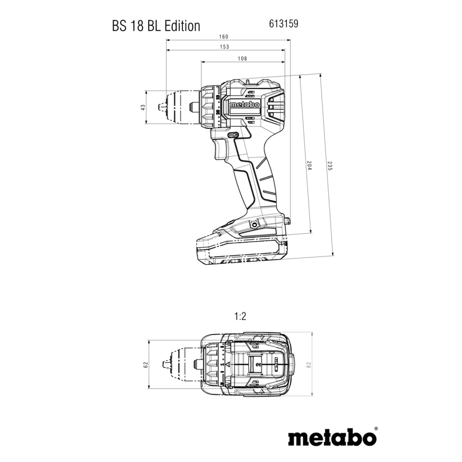 Aku vrtačka Metabo BS 18 BL Edition, 18V