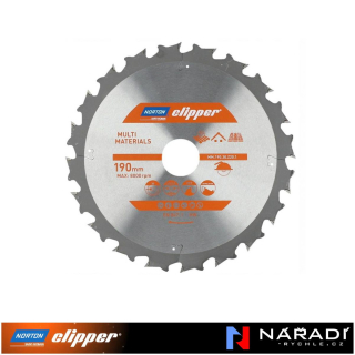 Pilový kotouč Norton Clipper, 190x30 Z20 Multimaterial