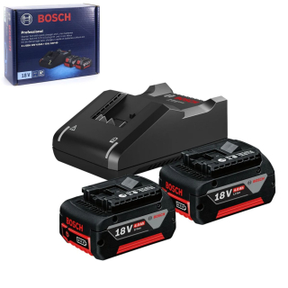 Aku set BOSCH GBA 2×4Ah + GAL 18V-40, 18V