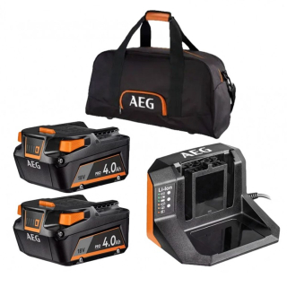 Aku set 2×4,0 Ah AEG SETLL1840SLK1, 18V, brašna