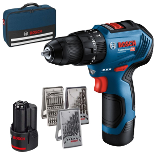 Aku příklepový šroubovák BOSCH PRO GSB 12V-30, 2×2Ah, 12V